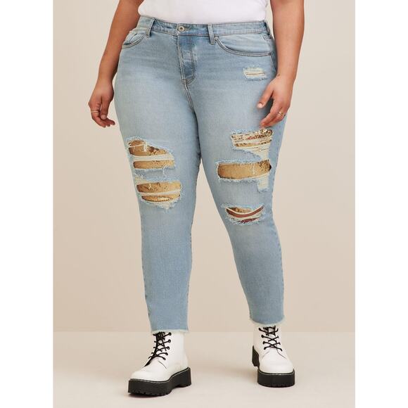 Torrid High-Rise Straight Vintage Stretch Mid-Rise Sequin Backed Jeans 12R NEW - Picture 10 of 10